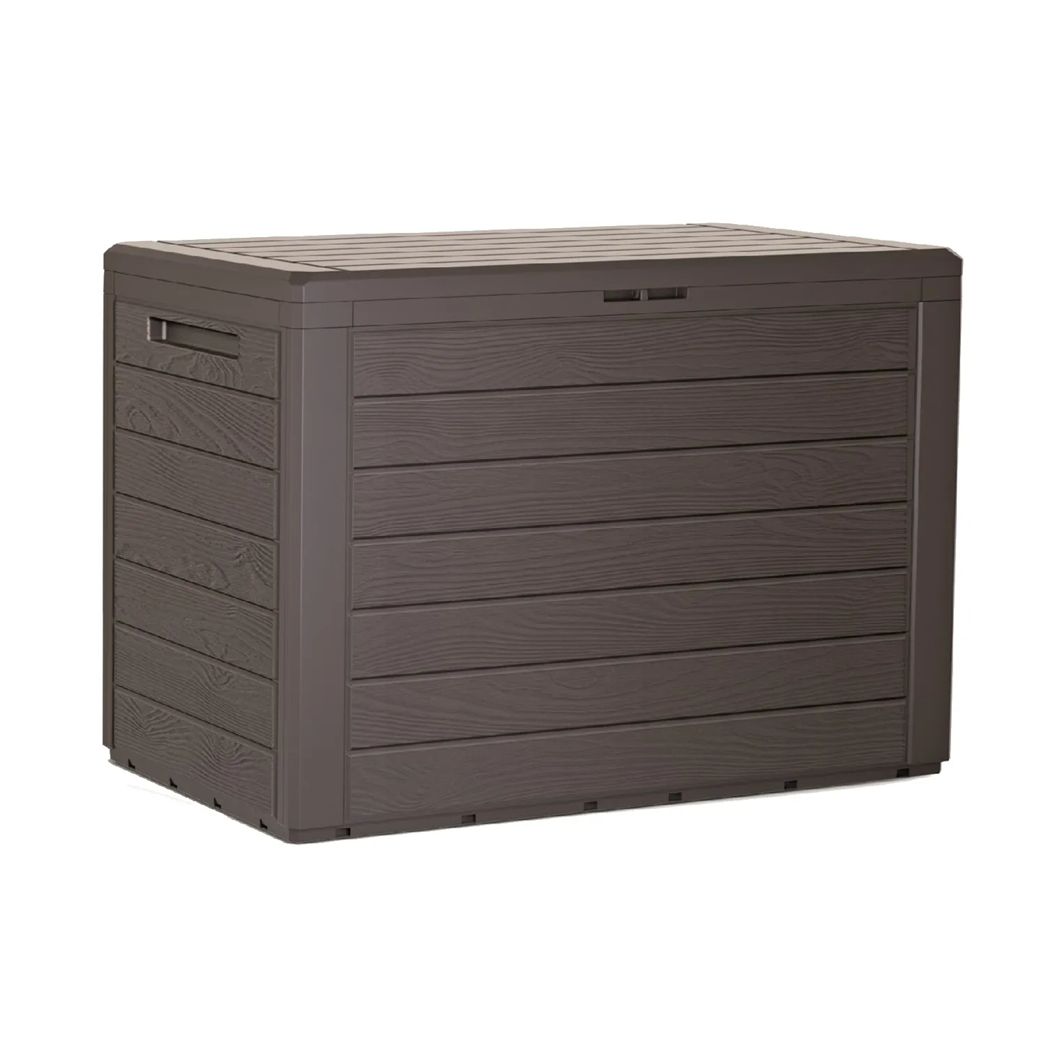 190L Brown Garden Storage Chest Deck Box Wooden Structure 4 Padlock Holder