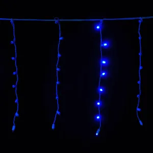 5mm Blue Icicle LED Light Set on White Wire