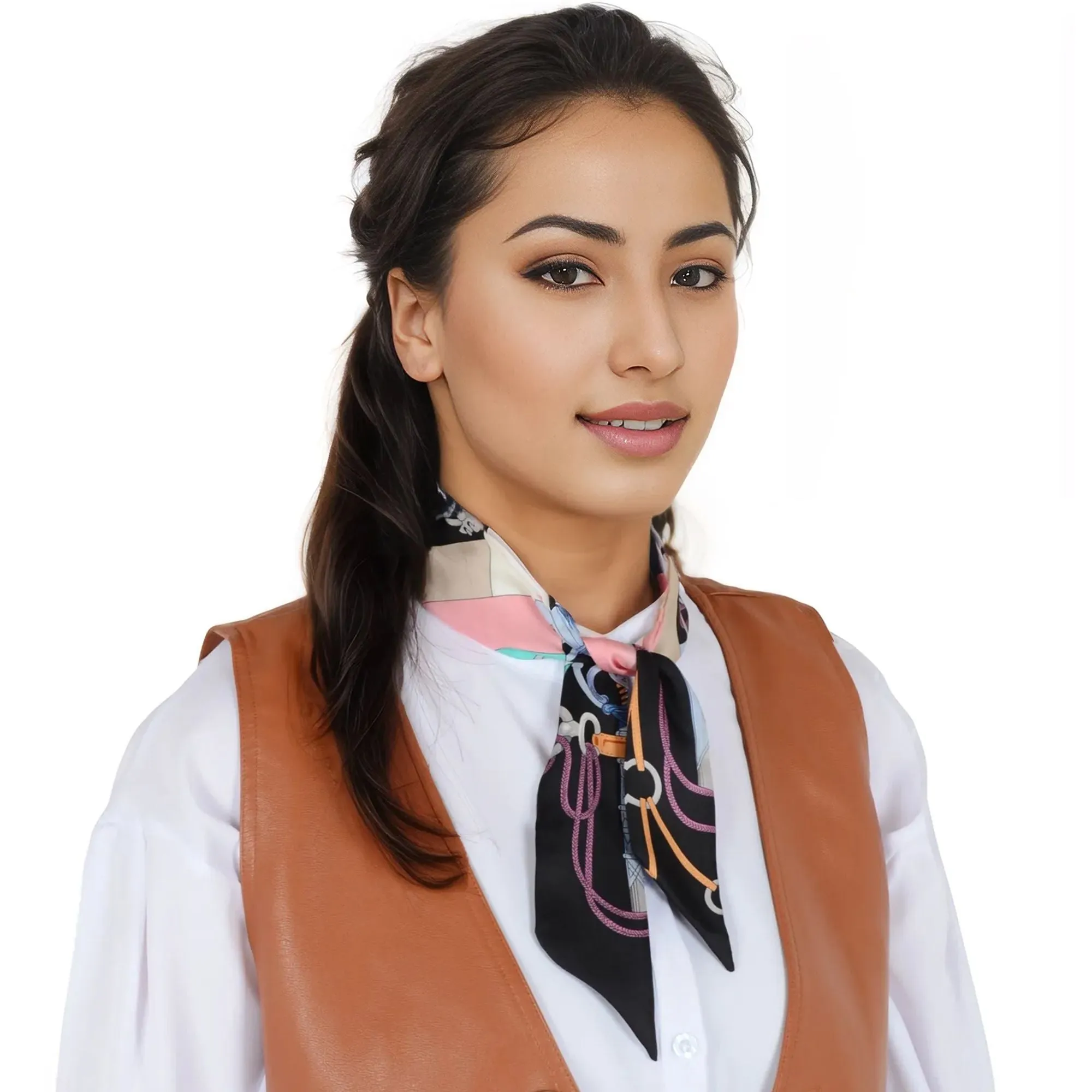 Alilang 100% Mulberry Silk Versatile Scarf Ribbon Head Hair Handbag Purse Neckerchief Skinny Scarf Belt for Women 3.86 x 1.97 inch