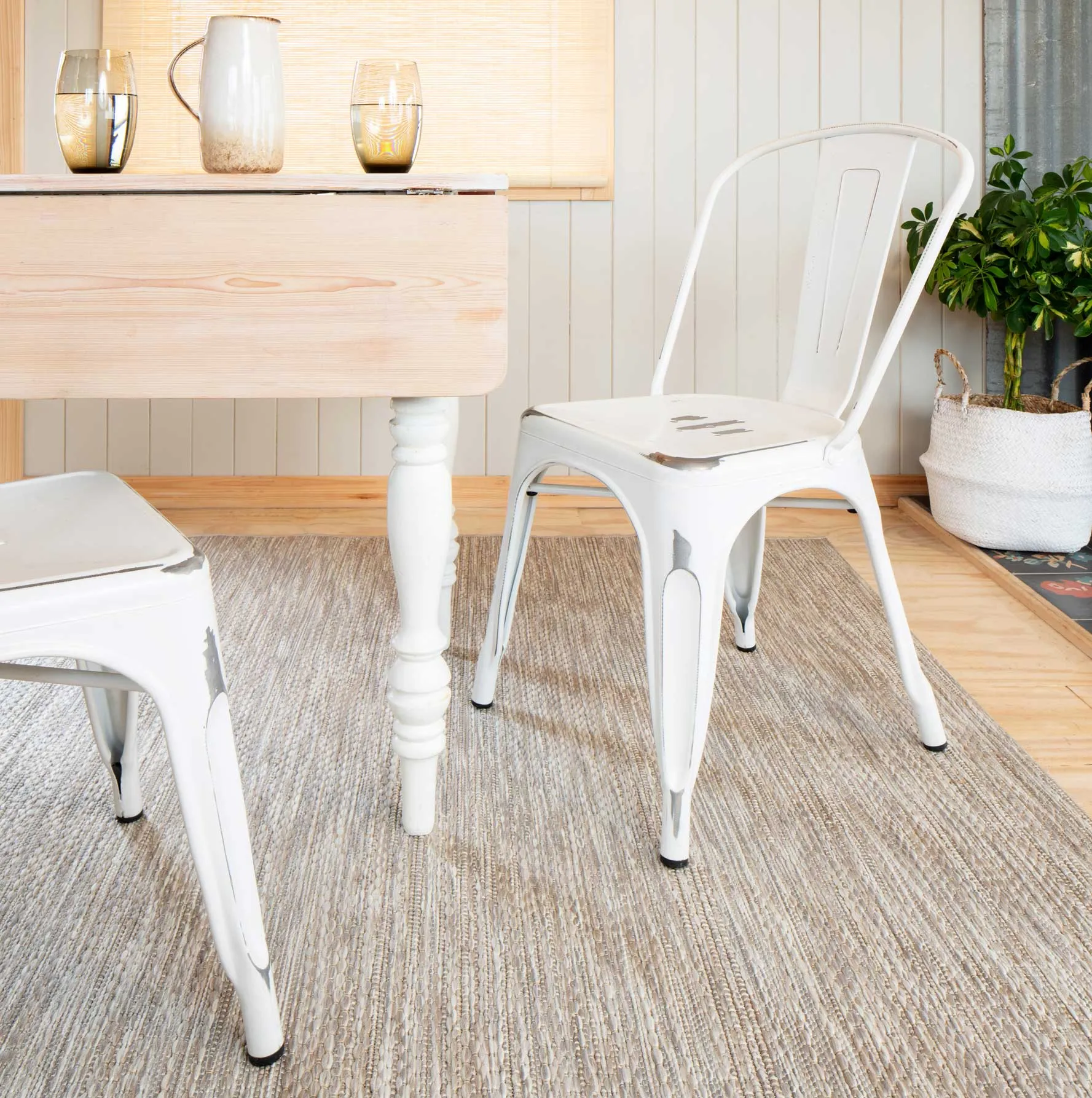 Beige Mottled Flatweave Indoor Outdoor Area Rug - Dusk