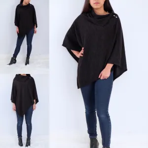 Black Split neck Poncho