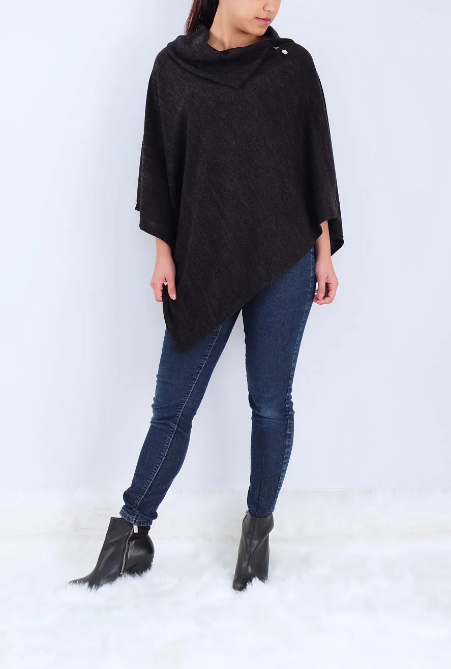 Black Split neck Poncho