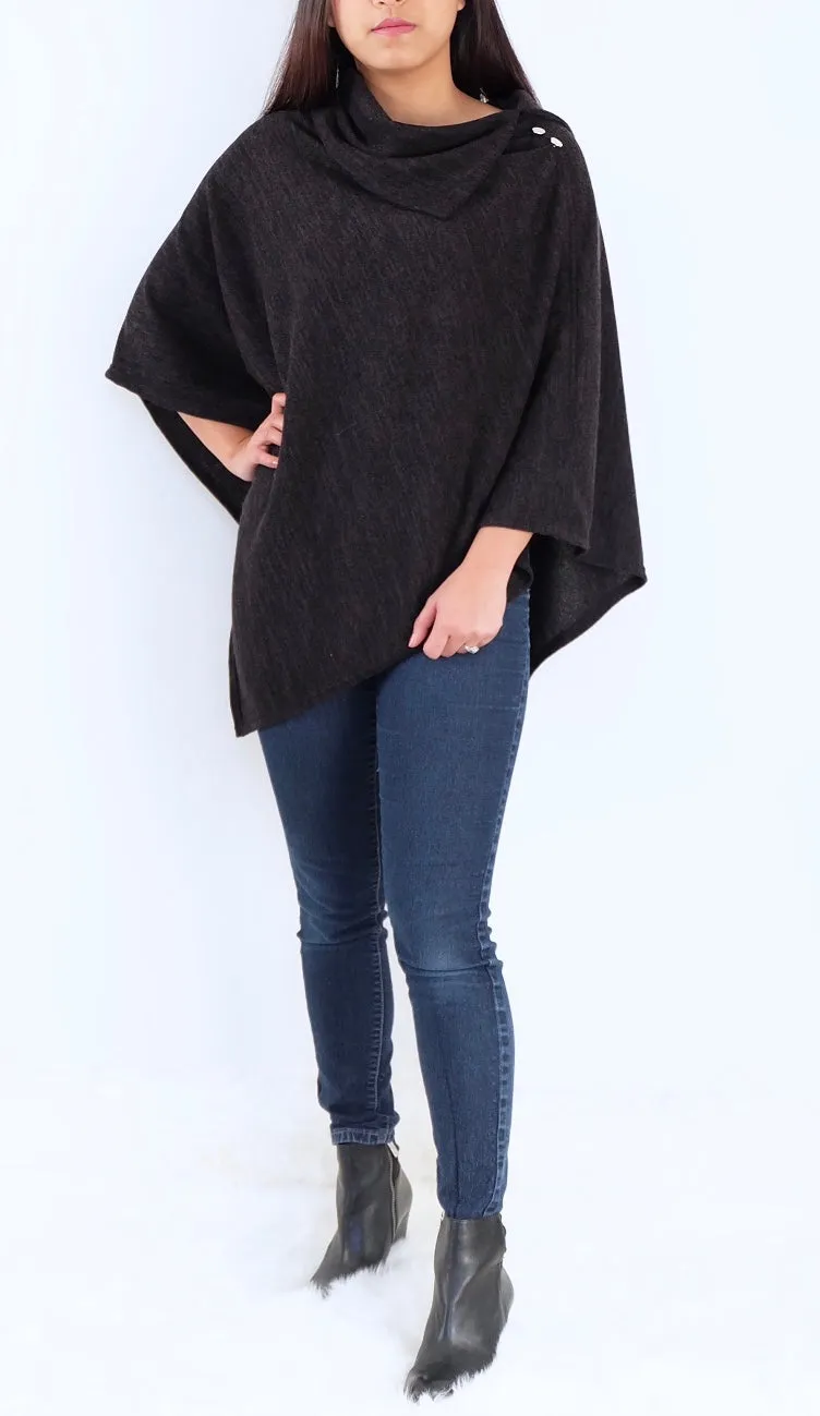 Black Split neck Poncho
