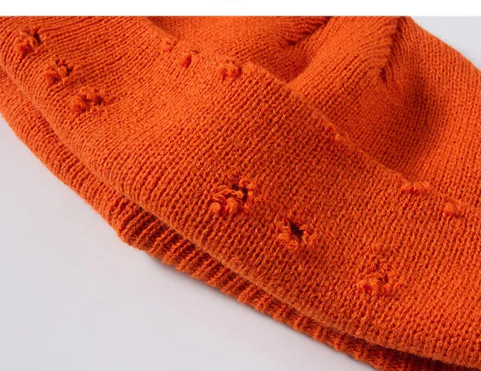 Blaze Orange Beanie with Slight Distress