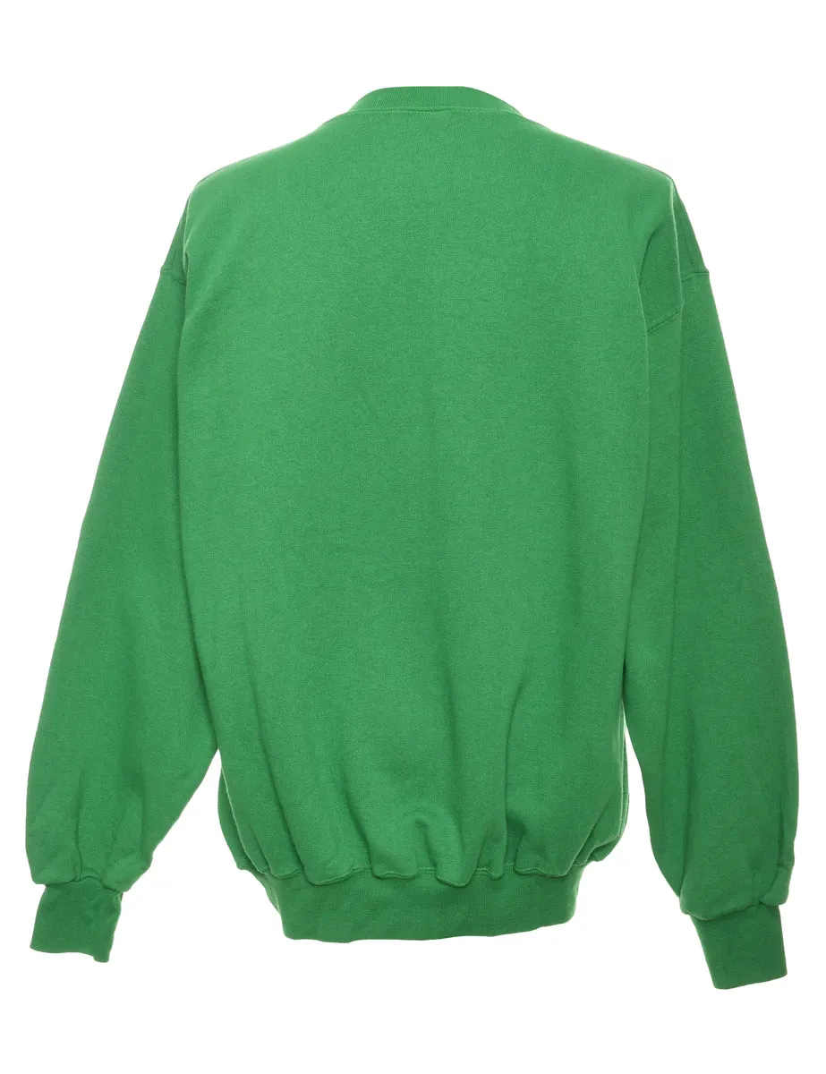 Brenham Cher Green & White Round-Neck Sweatshirt - M