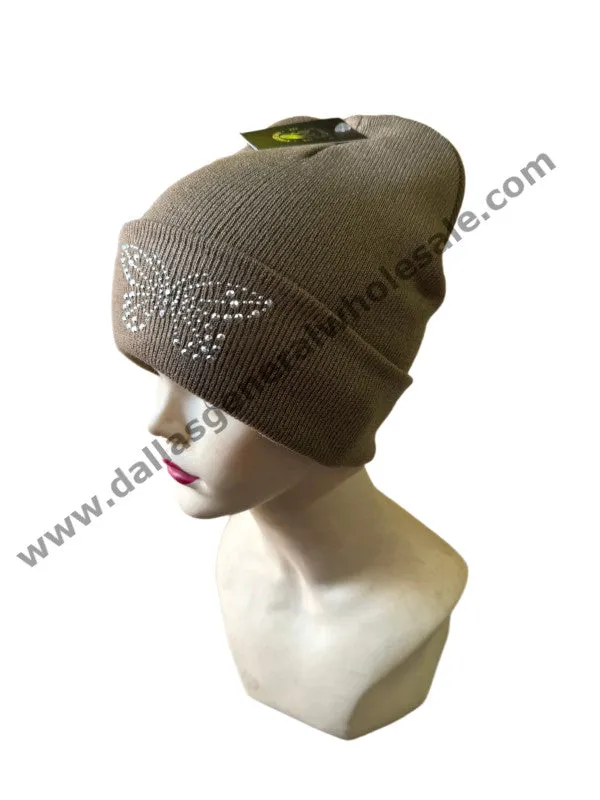 Butterfly Bling Bling Skull Beanie Caps Wholesale