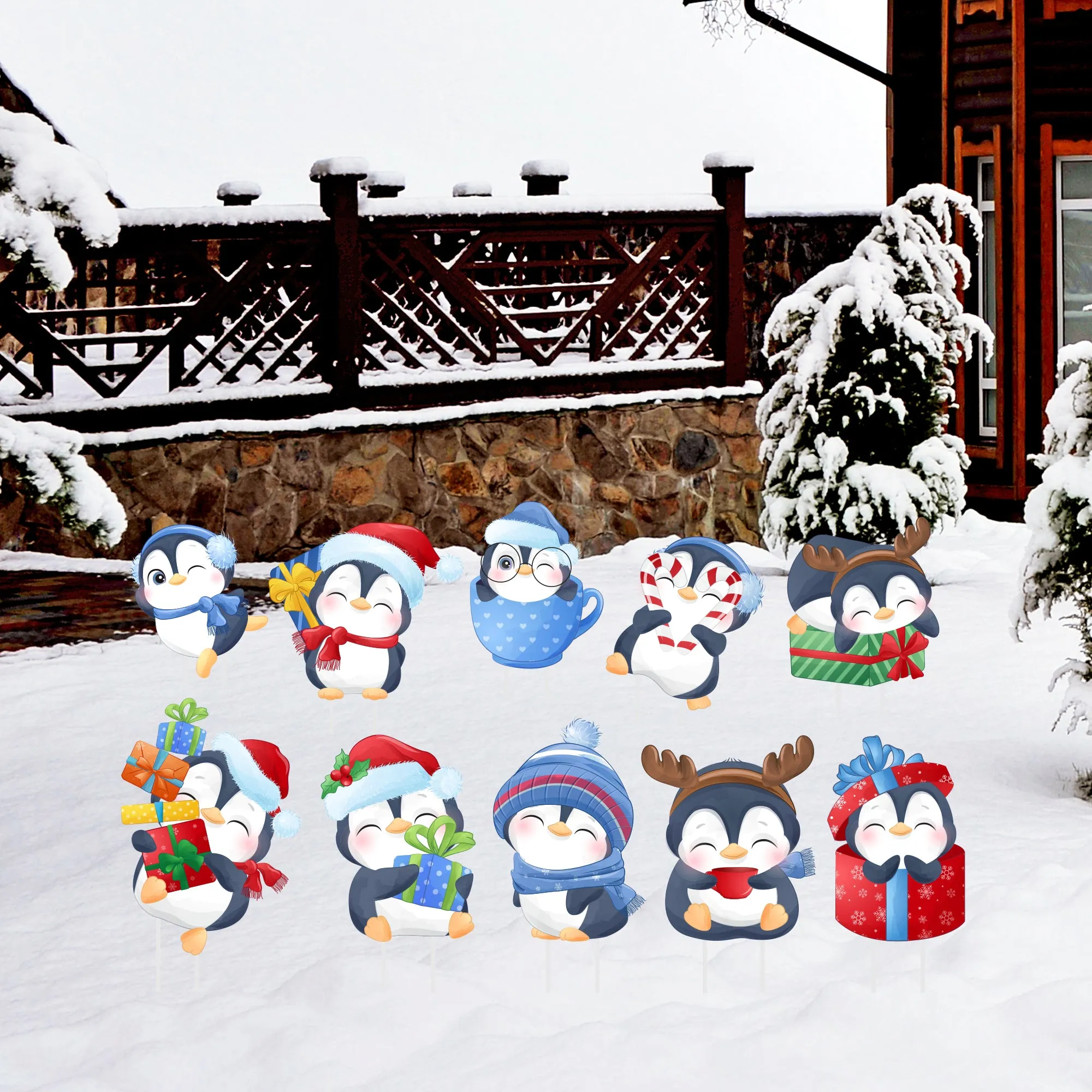 Christmas Penguins Yard Signs