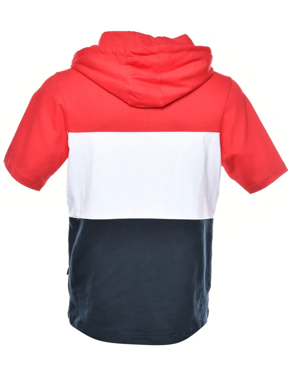 Colour Block Printed Hoodie - S