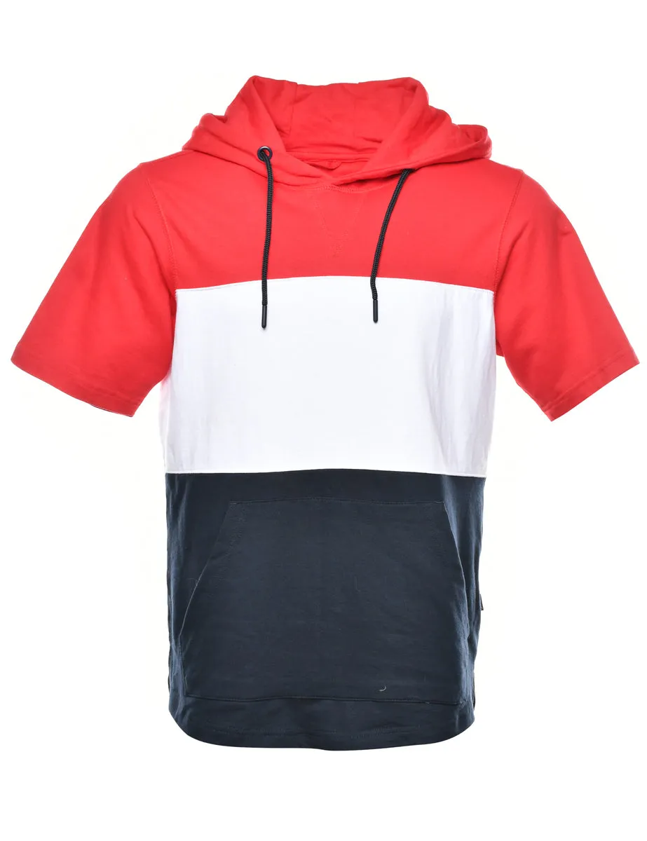Colour Block Printed Hoodie - S