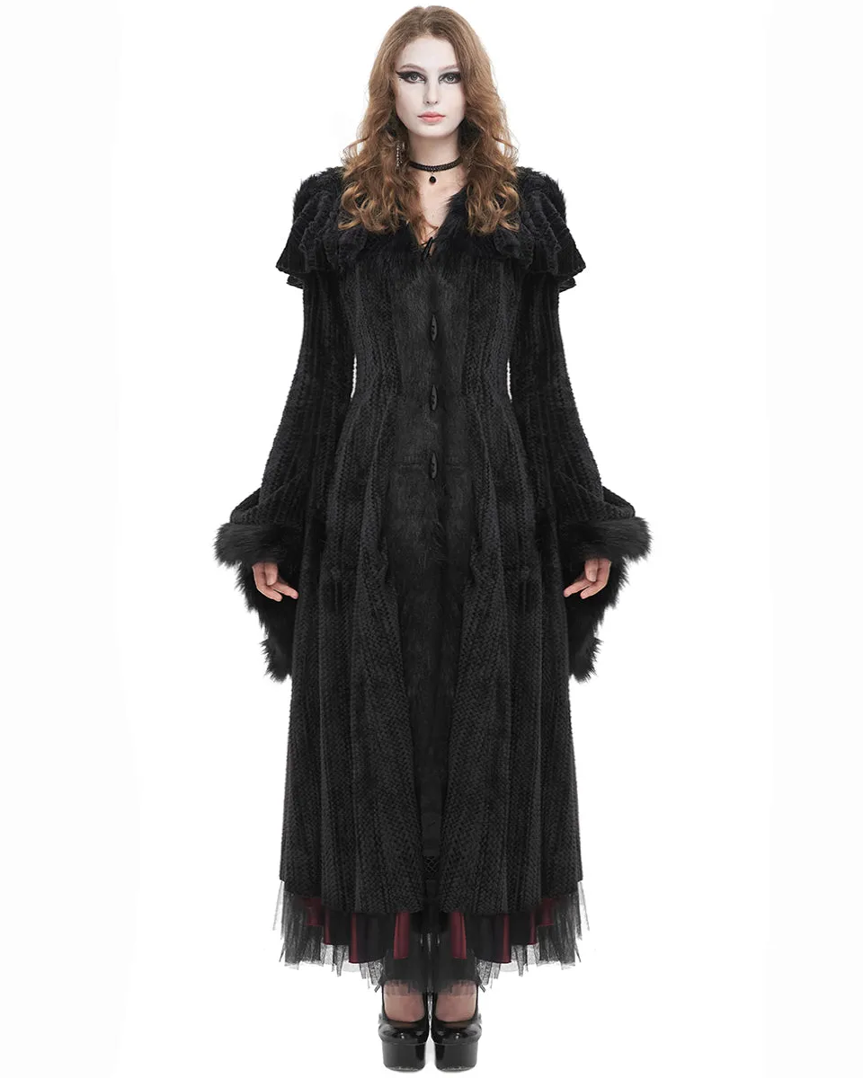 Devil Fashion Womens Long Gothic Chenille Hooded Winter Coat