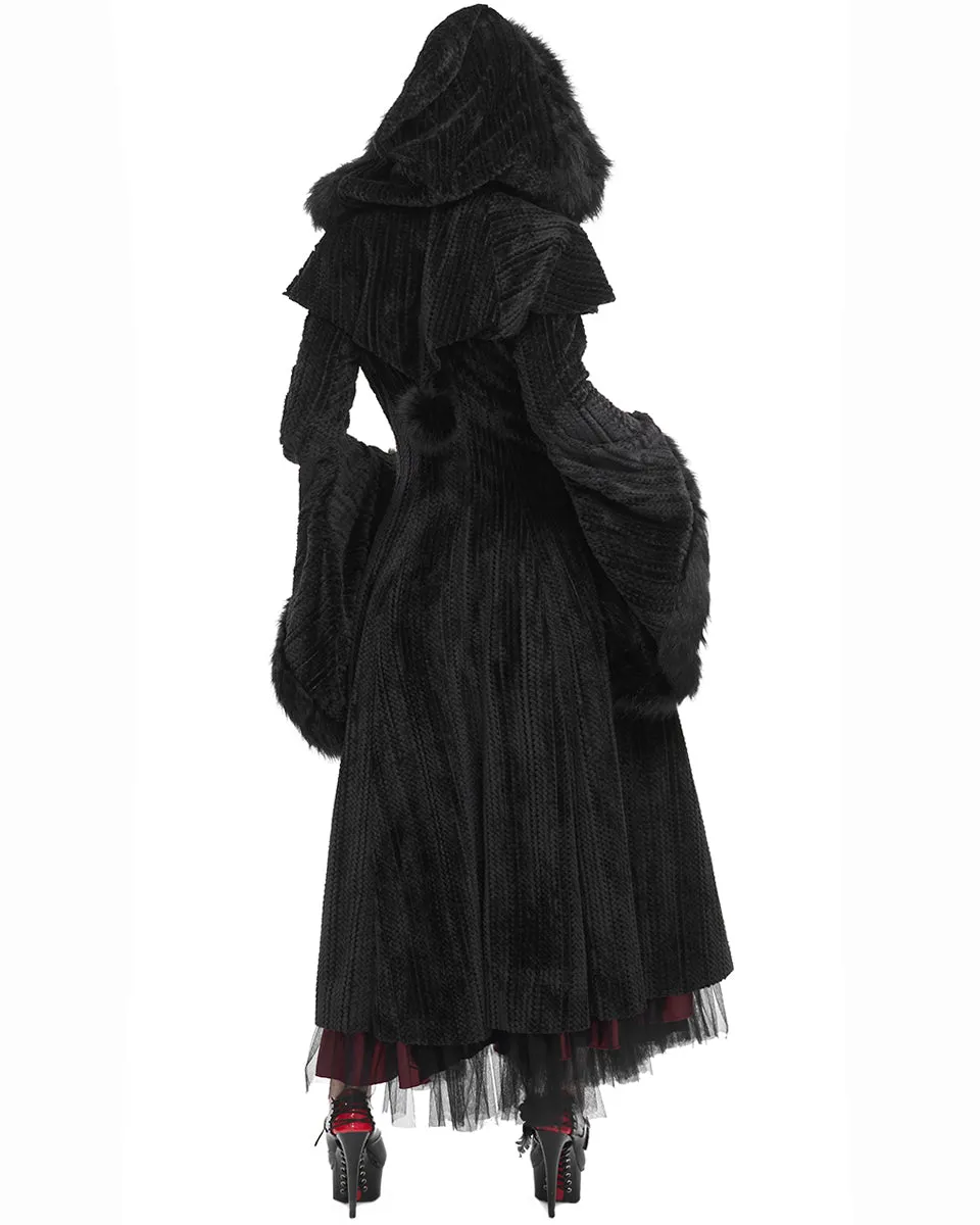 Devil Fashion Womens Long Gothic Chenille Hooded Winter Coat
