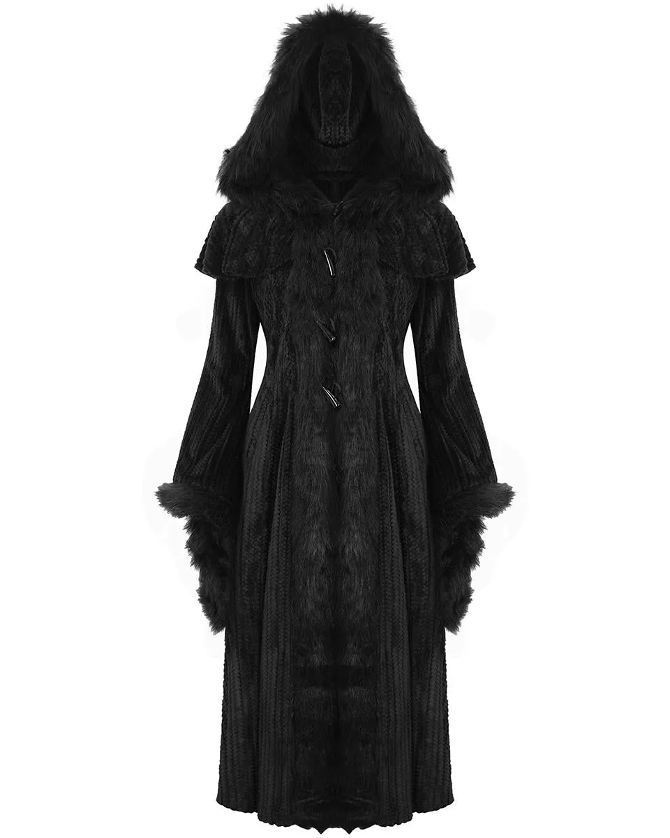 Devil Fashion Womens Long Gothic Chenille Hooded Winter Coat