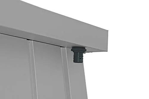 Duramax Palladium High Store Locker Single Door with Front Skylight, Multi-Purpose Garden Storage Cabinet, Outdoor Tall Cupboard, Adjustable Shelf Kit Included, Silver