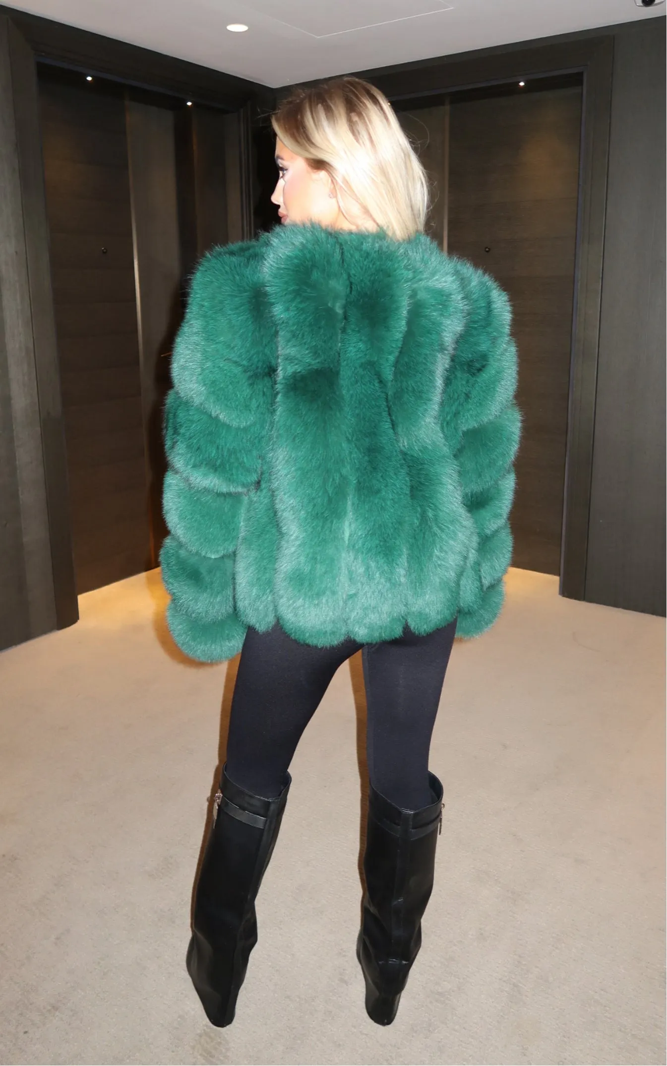 Emerald Luxury Fur Vertical Pelt Coat