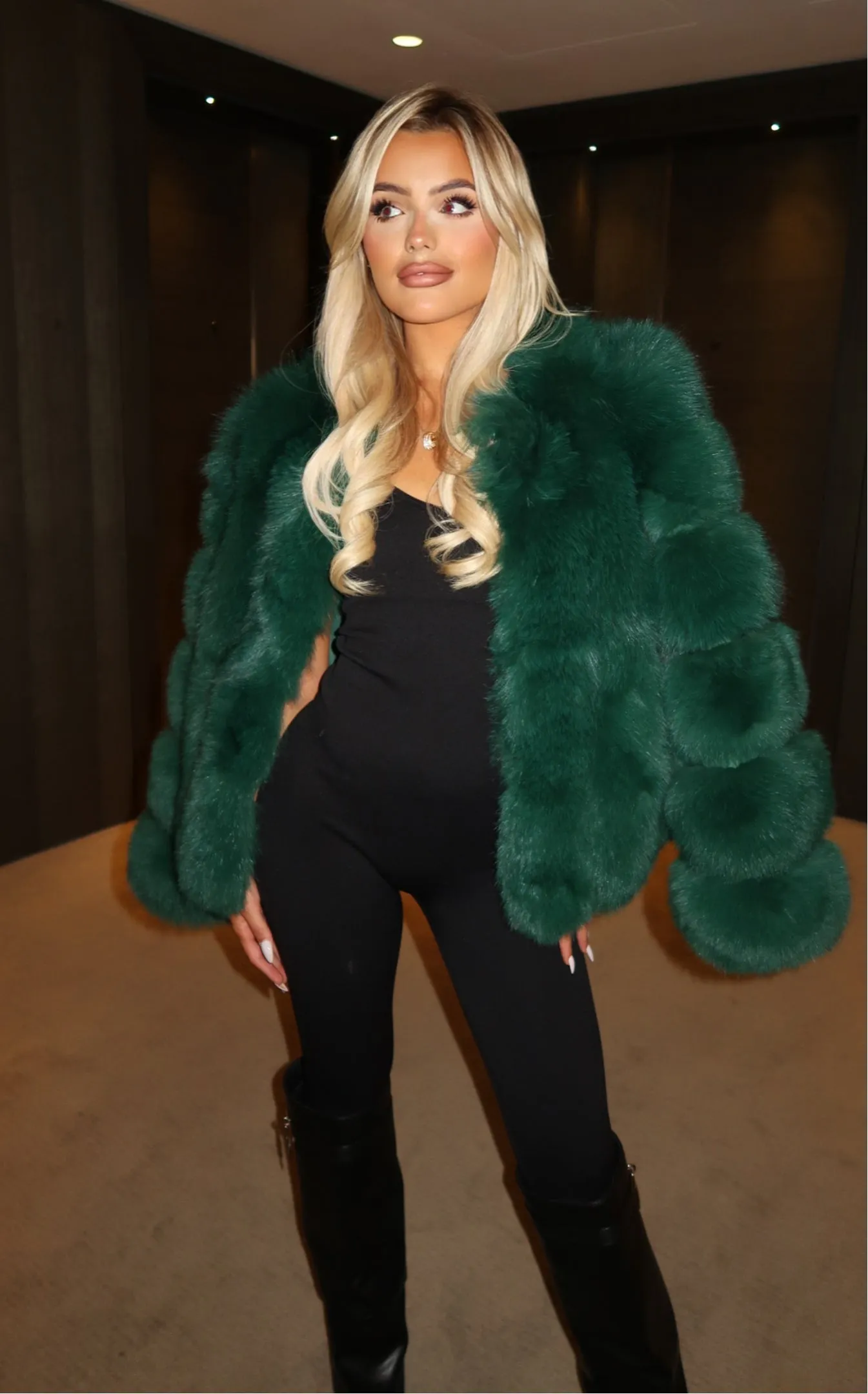 Emerald Luxury Fur Vertical Pelt Coat