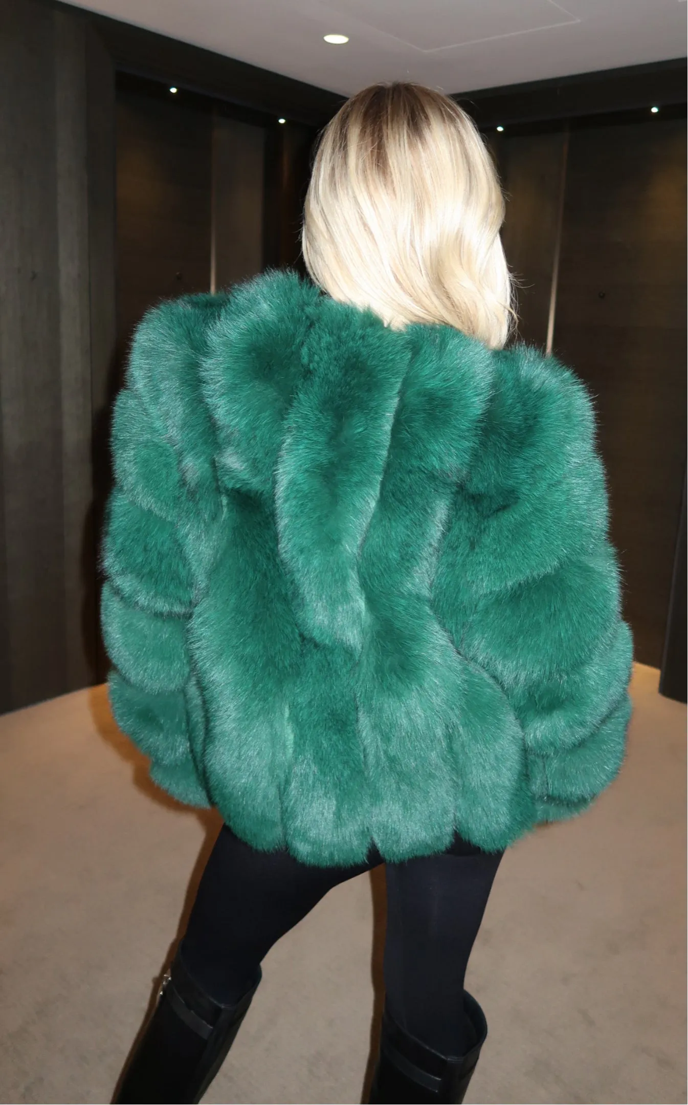 Emerald Luxury Fur Vertical Pelt Coat