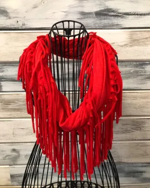 Fringe Tassel Scarf Bright Red