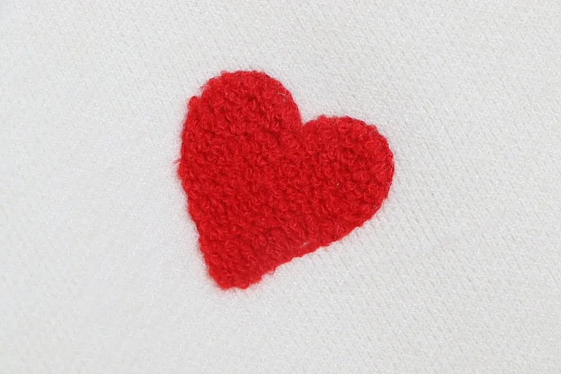 Heart Embroidery Women's O-Neck Sweater