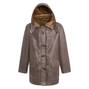 JESSIE Men Hooded Shearling Duffle Coat