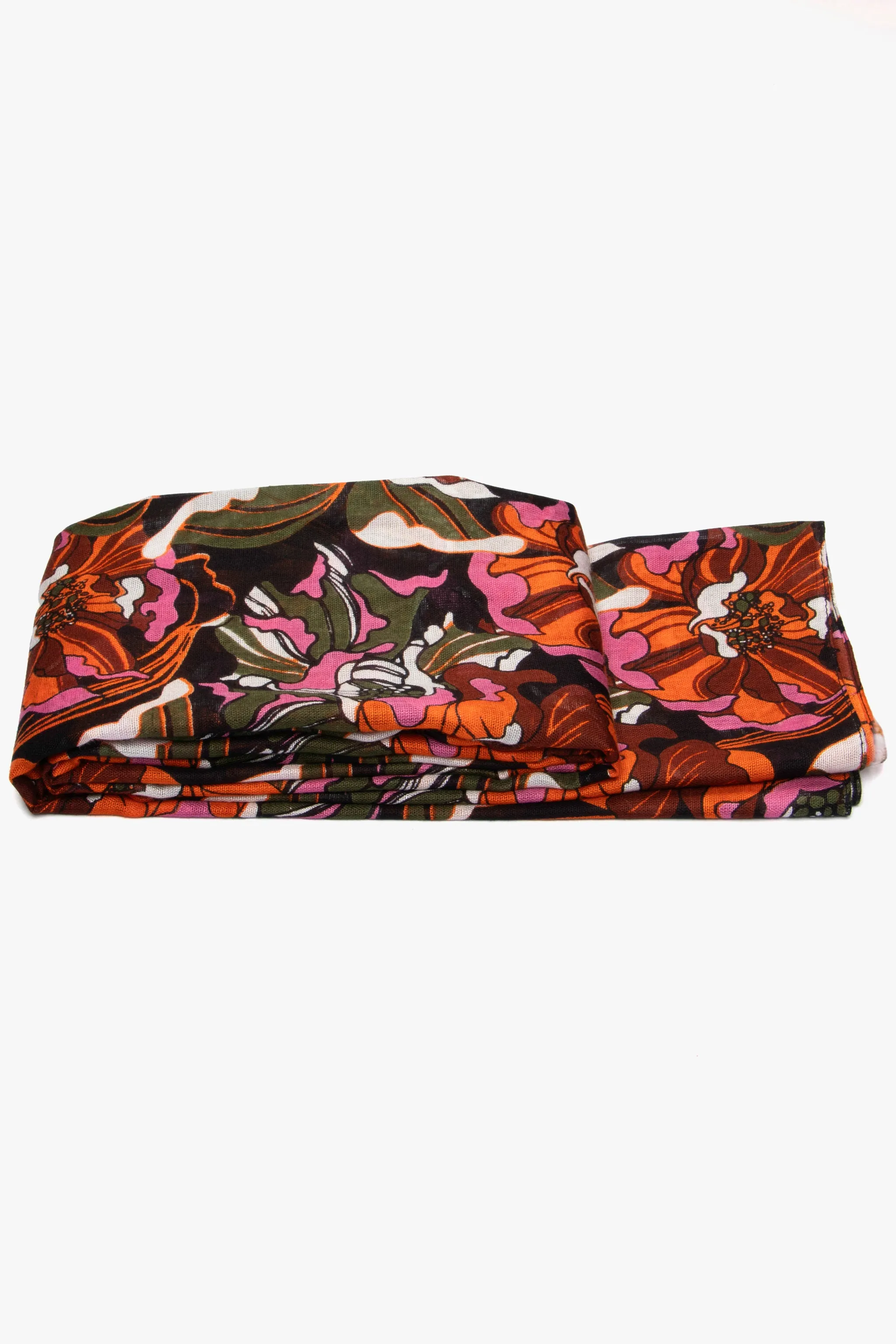 Kenna Lightweight Scarf - Khaki, Hydrangea Floral