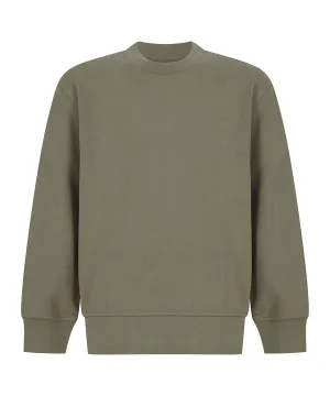 Kids sustainable fashion curved hem sweatshirt | Khaki