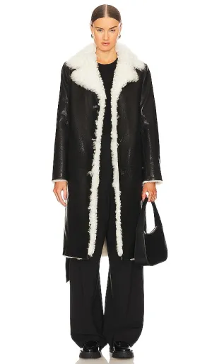 KULAKOVSKY Shearling Coat With Tigrado Fur in Black