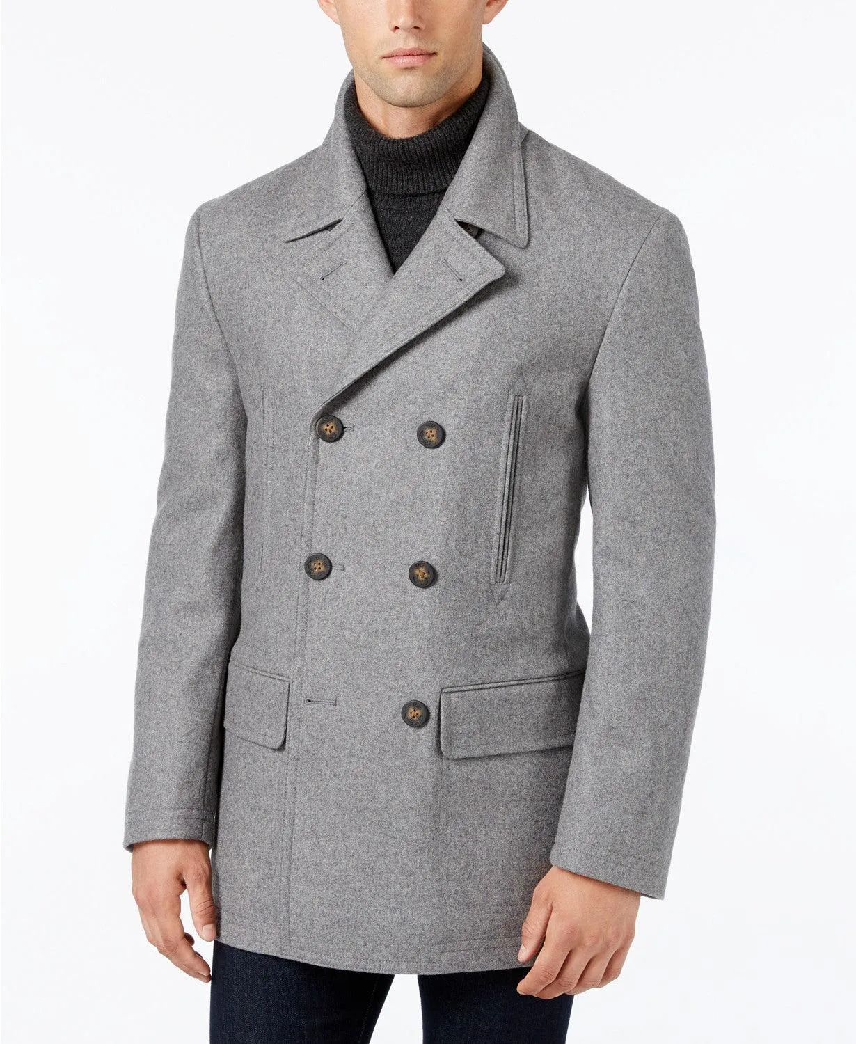 Lauren Ralph Lauren Mens Classic fit Luke Double Breasted Peacoat Coat 42 R Grey