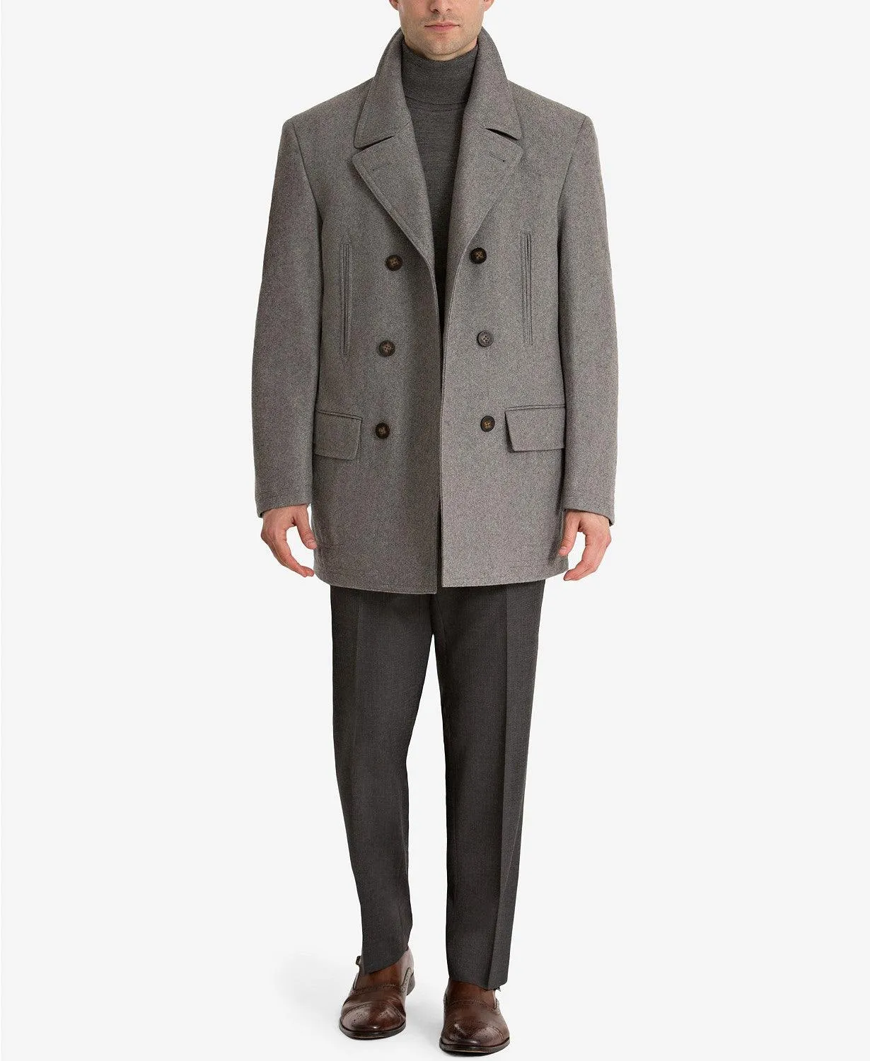 Lauren Ralph Lauren Mens Classic fit Luke Double Breasted Peacoat Coat 42 R Grey