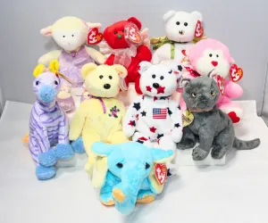 Lot of 9 Beanie Babies | Non-Mint Tags | Dance, Monkeys, Elephants & More