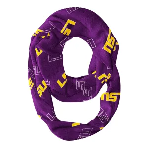 LSU Tigers All Over Logo Purple Infinity Scarf by Vive La Fete