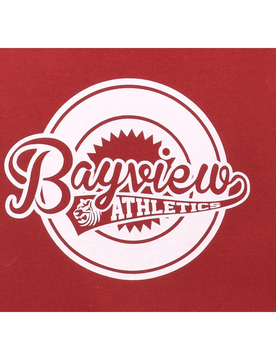 Maroon & White Athletics Printed Sweatshirt - M