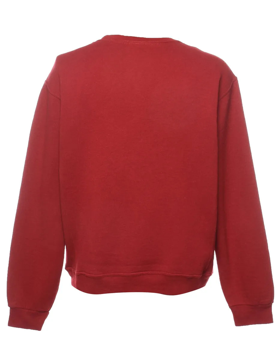 Maroon & White Athletics Printed Sweatshirt - M