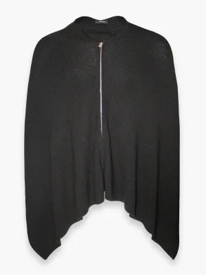 Merino Wool Black Poncho