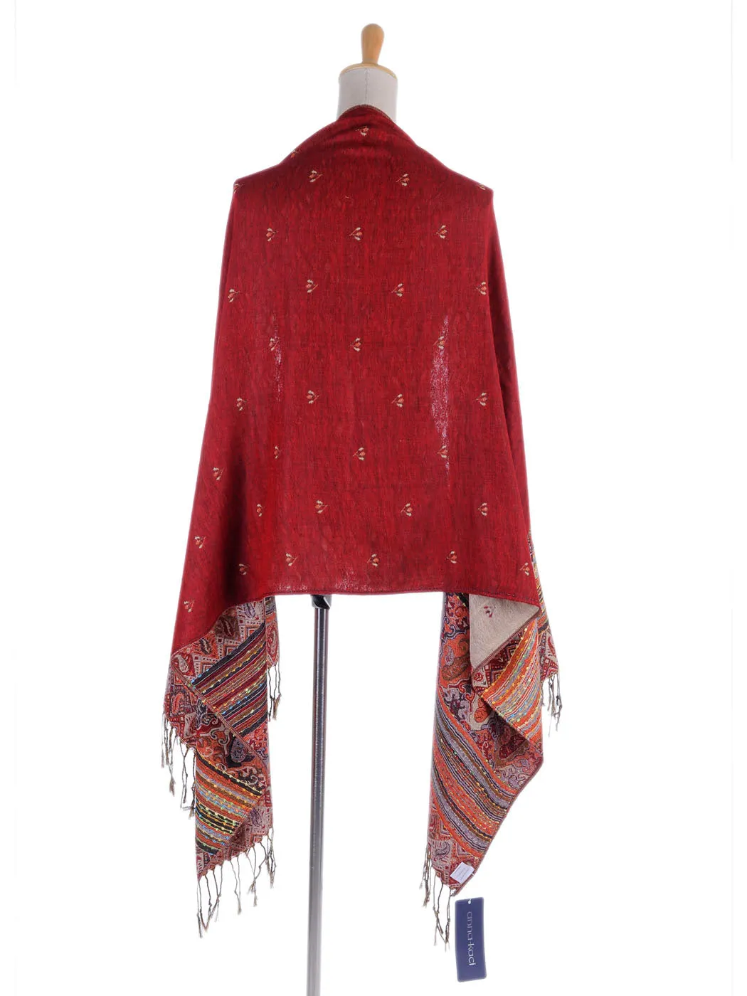Multicolor Tribal Ethnic Thick Woven Tassel Scarf