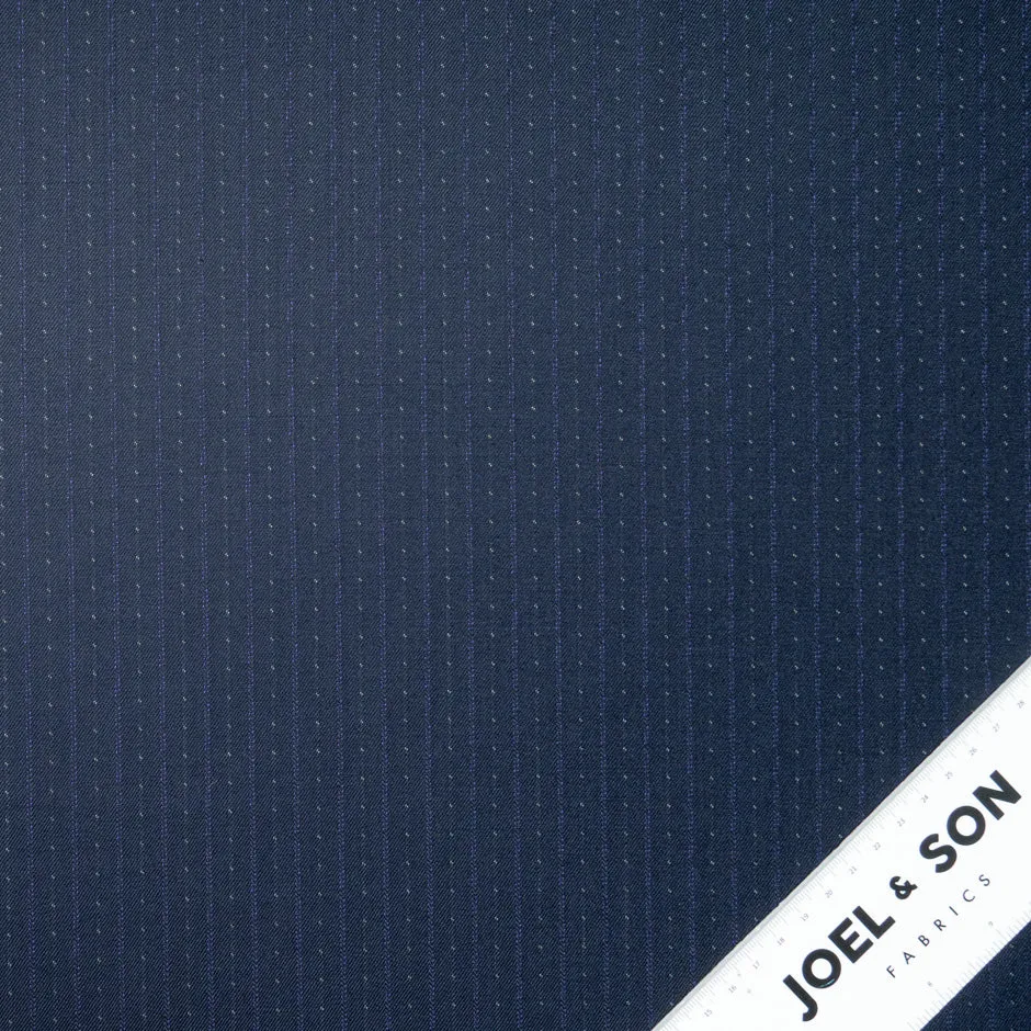 Navy Blue Spot Jacquard Super 160s Pure Wool