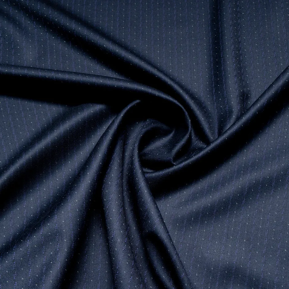 Navy Blue Spot Jacquard Super 160s Pure Wool
