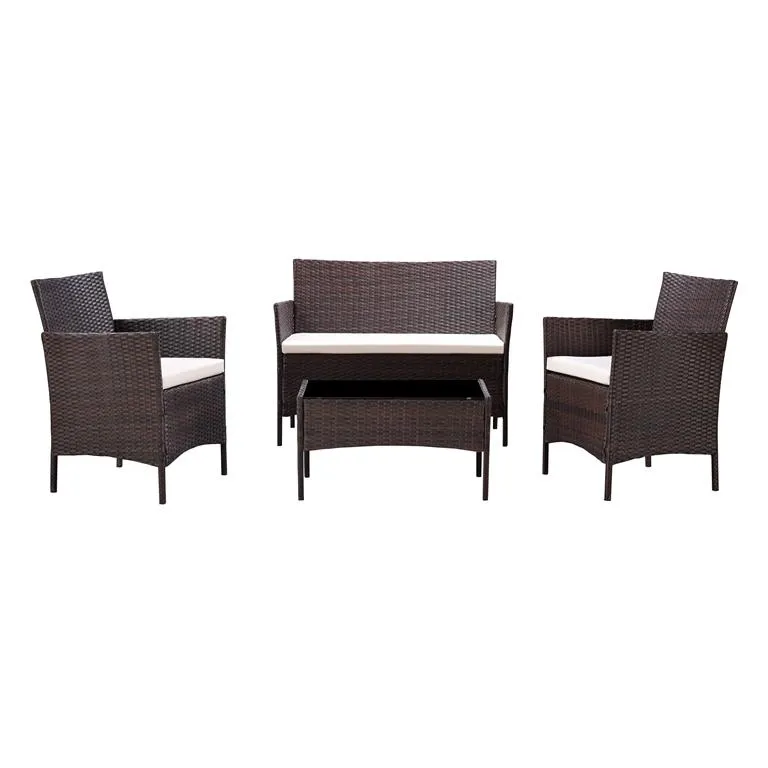 Newport Garden Rattan Lounge Set, Dark Brown