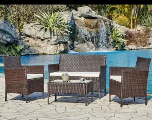 Newport Garden Rattan Lounge Set, Dark Brown