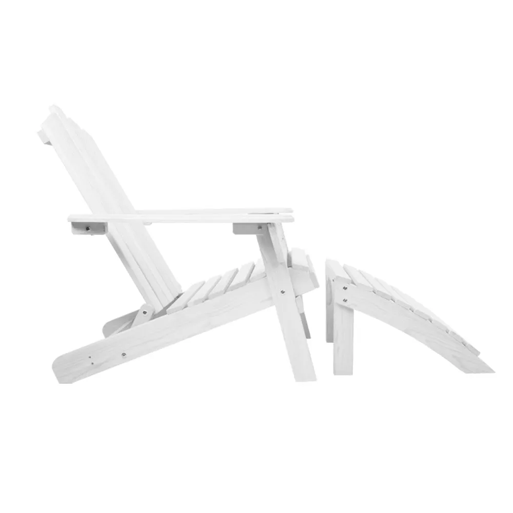 Outdoor Sun Lounge Beach Chairs Table Setting Wooden Adirondack Patio Chair