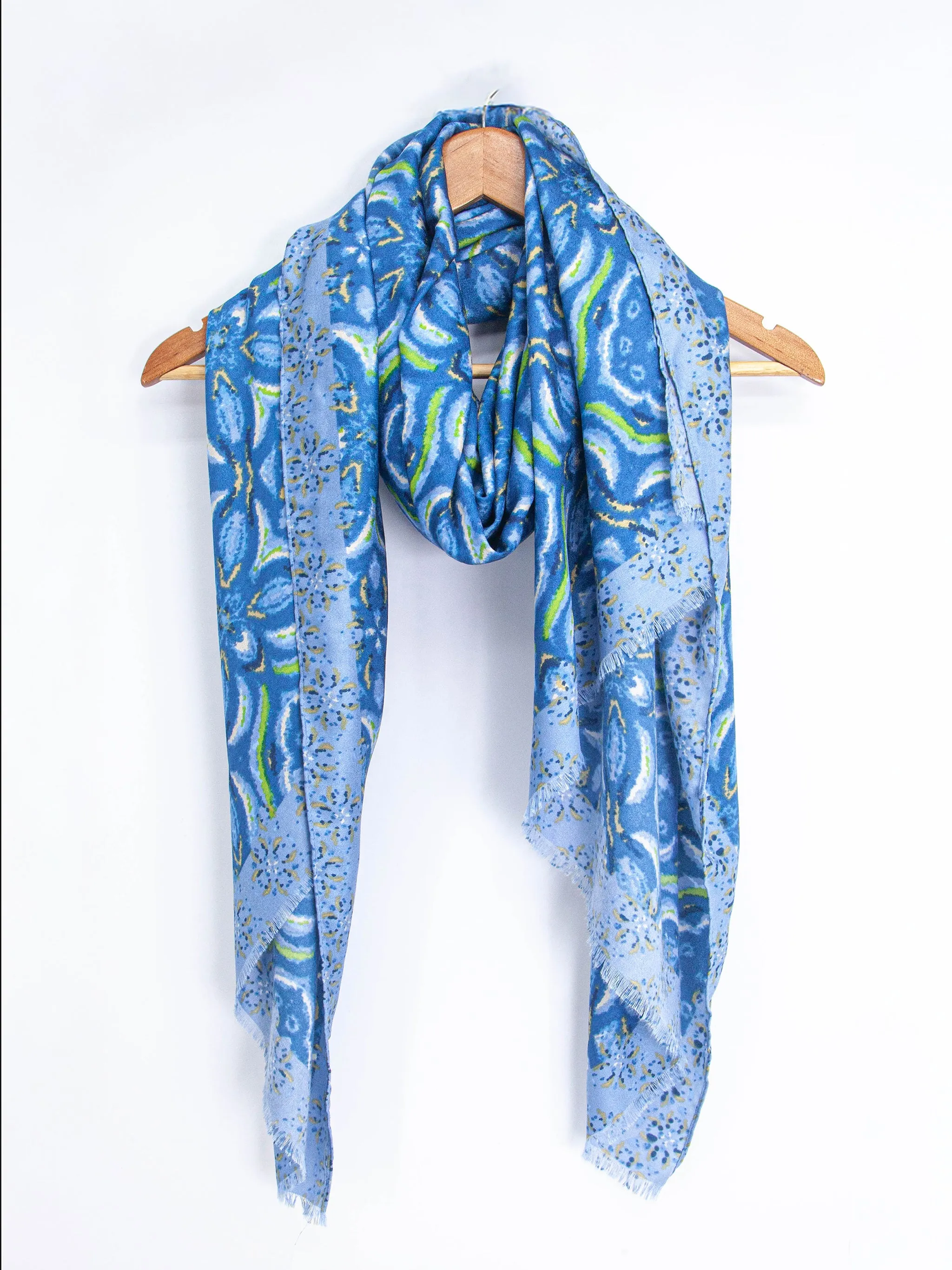 Paulie Lightweight Scarf - Blue, Floral Mosaic