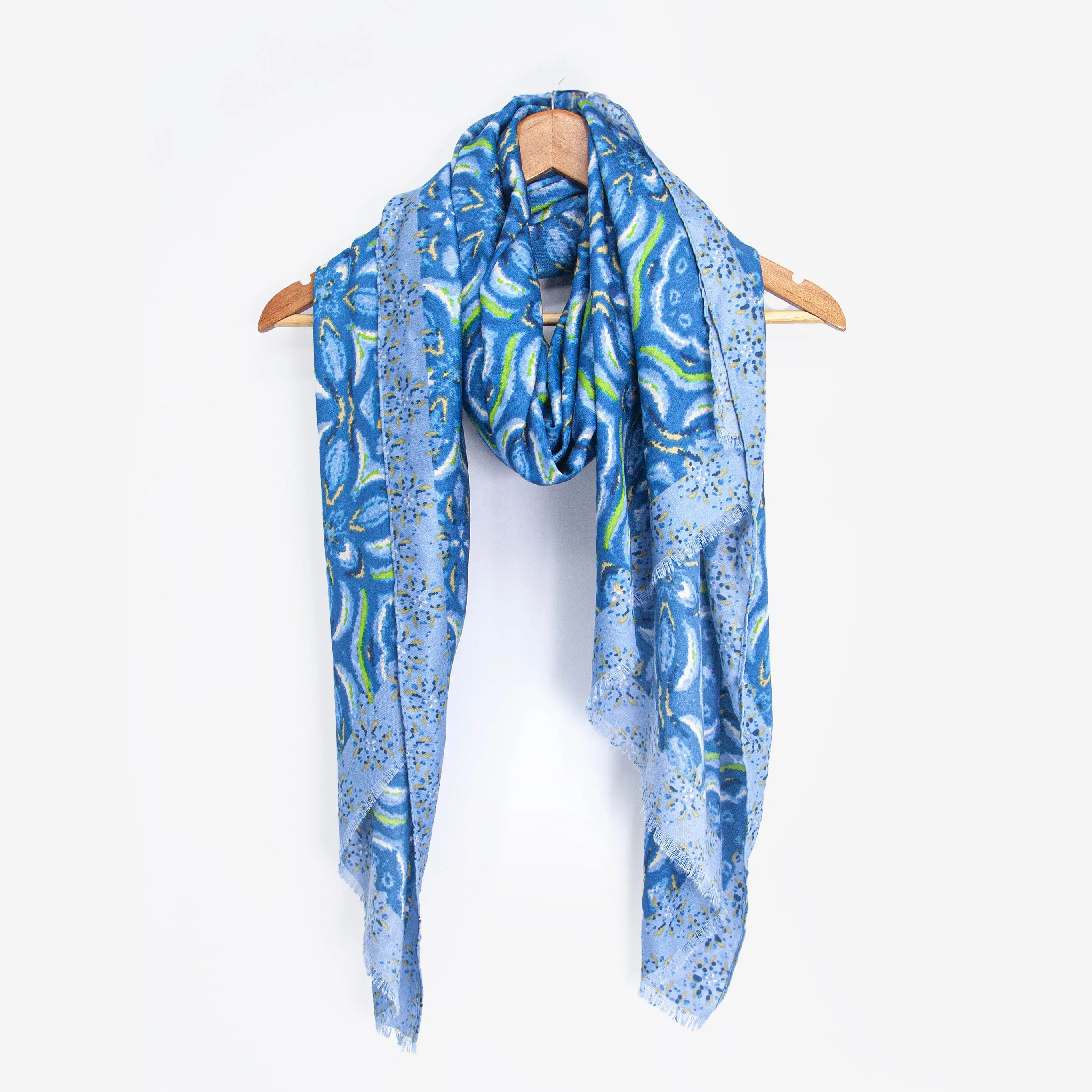 Paulie Lightweight Scarf - Blue, Floral Mosaic