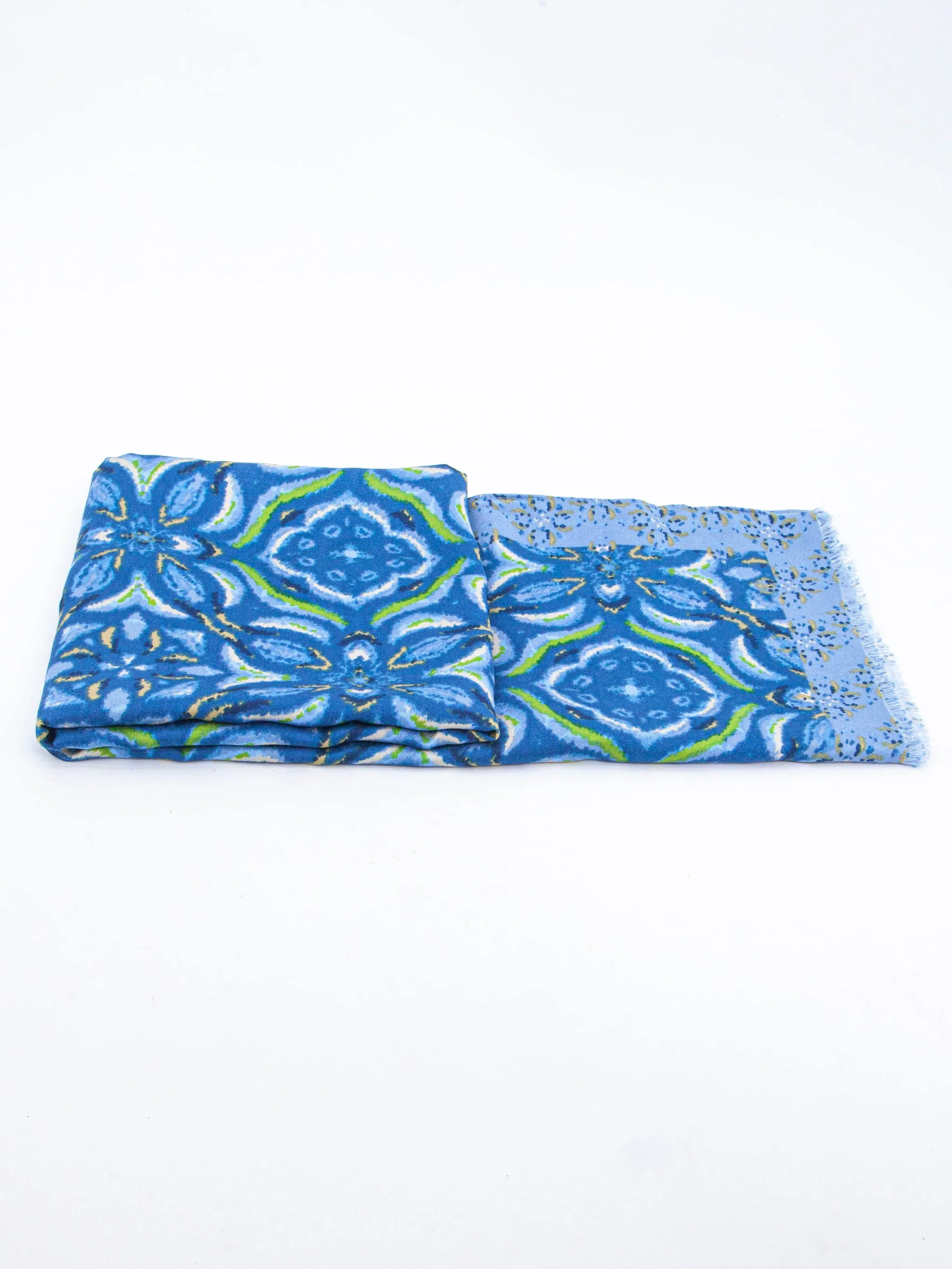 Paulie Lightweight Scarf - Blue, Floral Mosaic