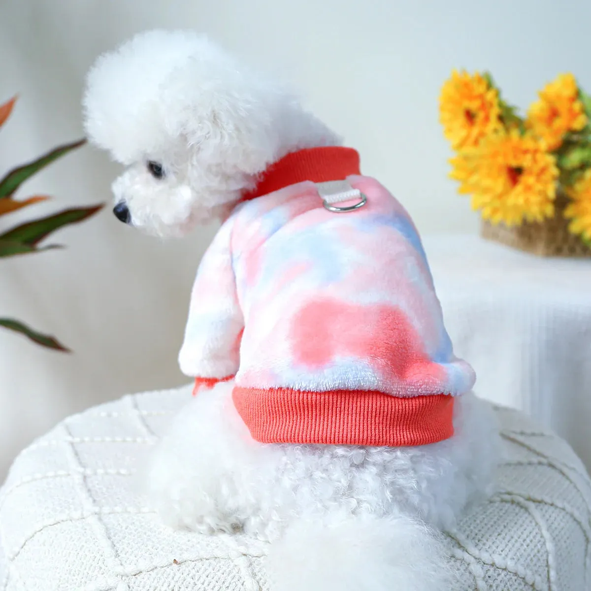 Plush Haven Collection: Autumn and Winter Warm Pink Pullover - Plush Thickened Pet Clothing with Drawstring Buckle for Small to Medium Cats and Dogs