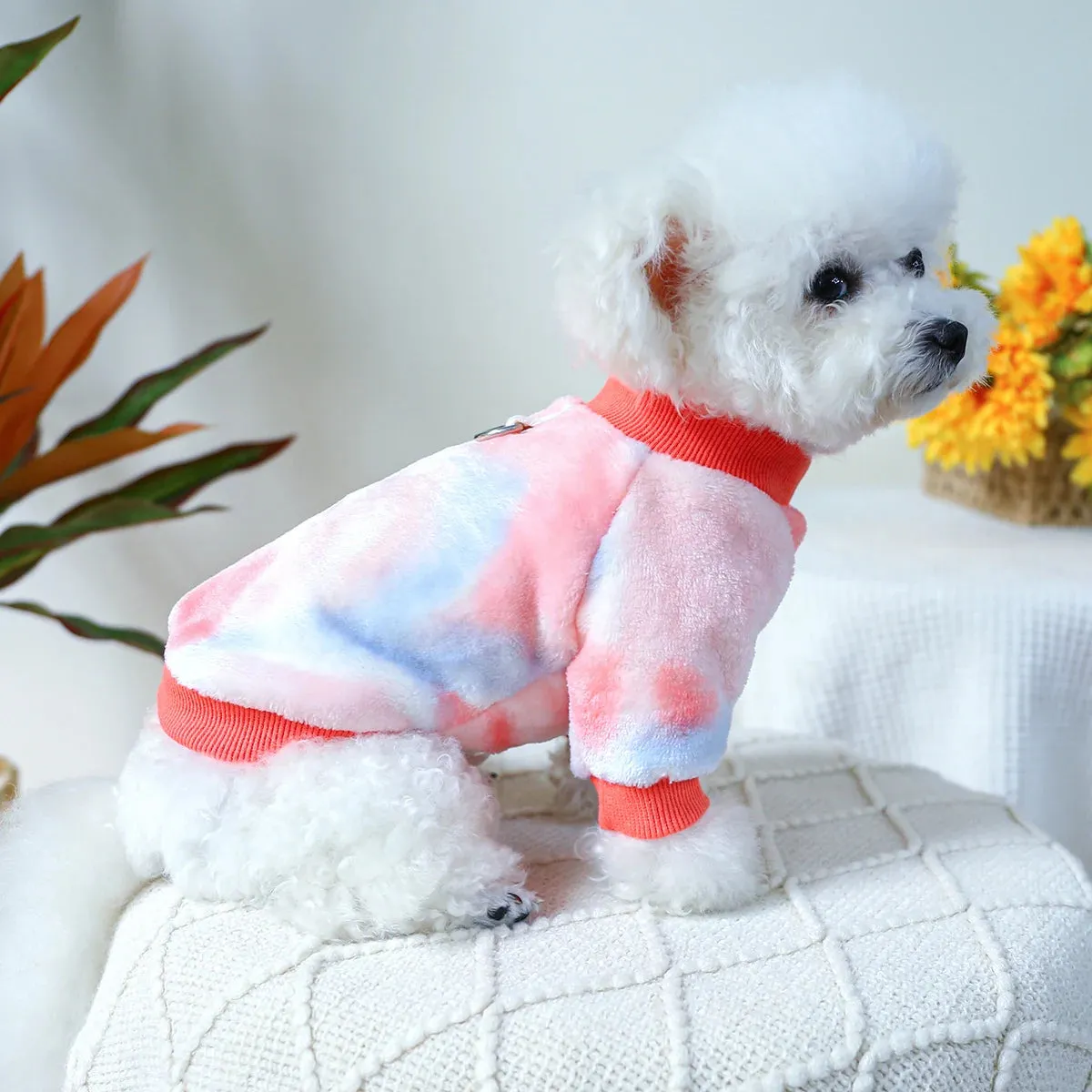 Plush Haven Collection: Autumn and Winter Warm Pink Pullover - Plush Thickened Pet Clothing with Drawstring Buckle for Small to Medium Cats and Dogs
