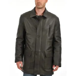 Premium Soft Lambskin Men's Leather Car Coat