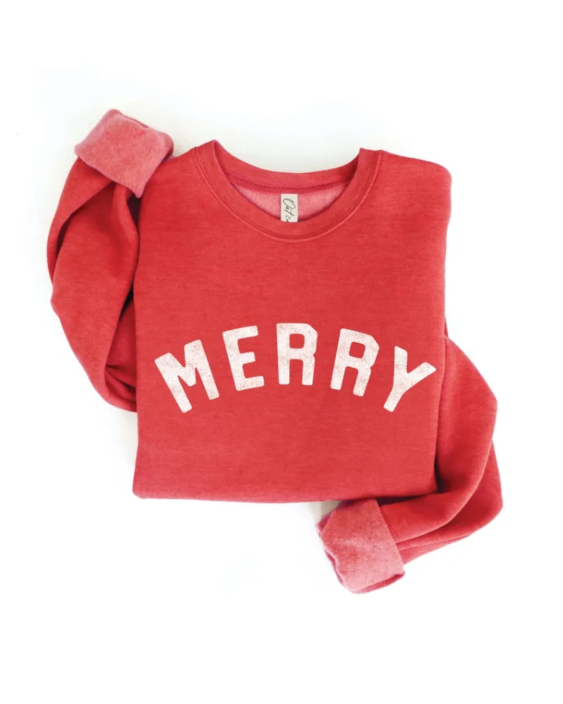 "Merry" Human Sweatshirt in Red (FINAL SALE)