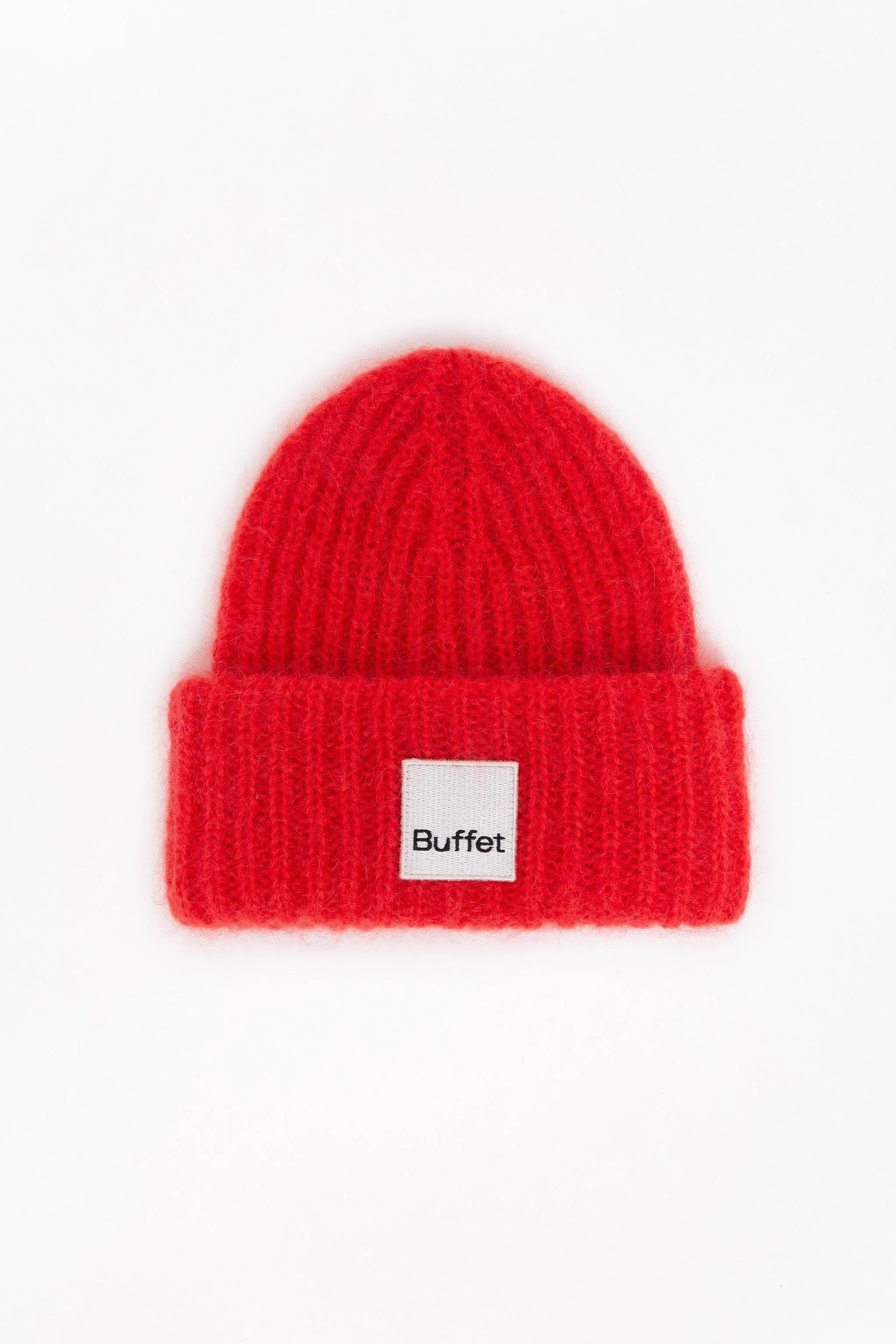 Red chunky mohair beanie