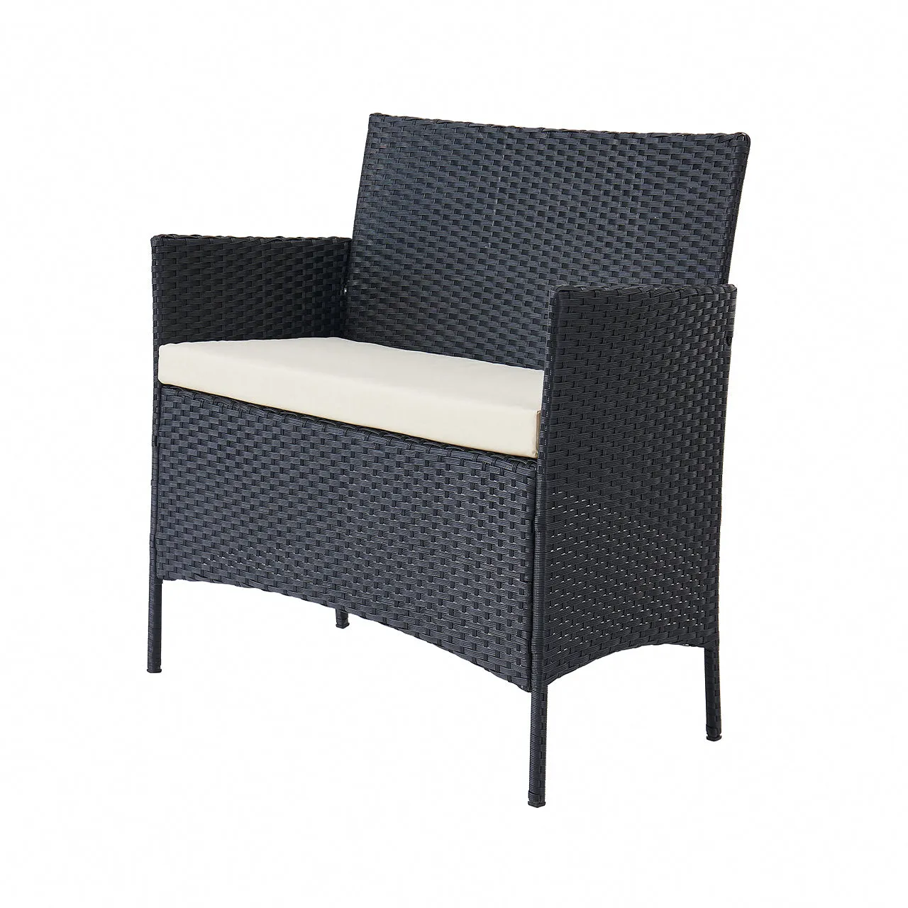 Rosa Garden Lounge Dining Set with Bench, Black