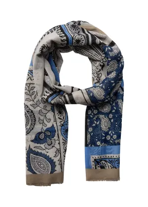 Scarf Blue with Fringes on Both Ends