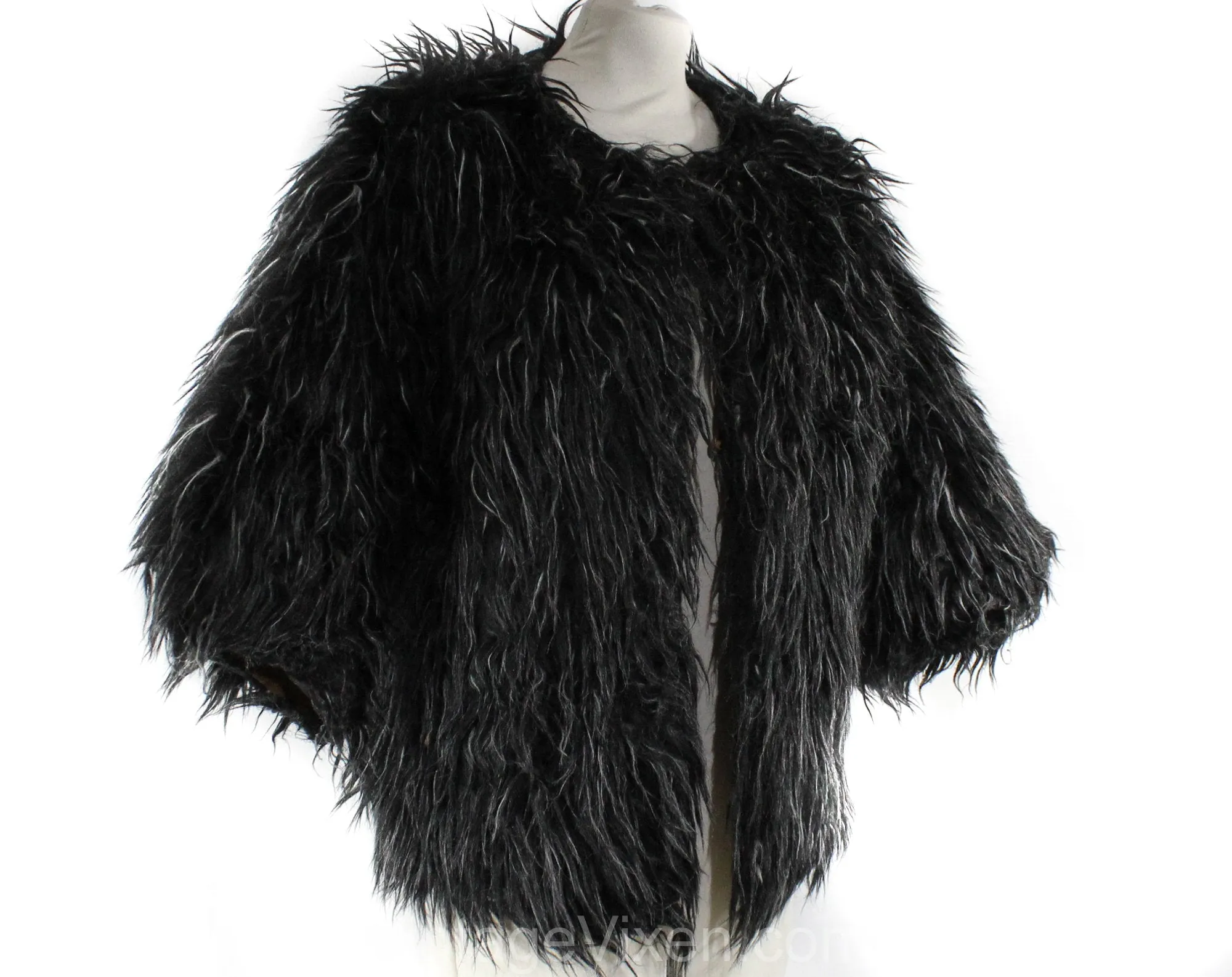 Small Bonnie Cashin 1960s Suede Jacket with Shaggy Reversible Lining - 60s Rare Design - Brown Black Gray Mod Designer Faux Fur - Bust 34.5